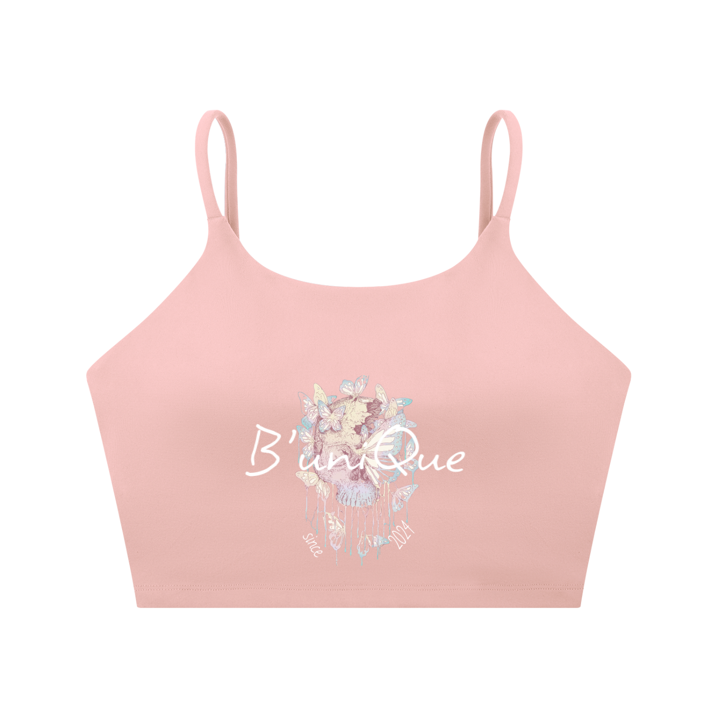 Women's Spaghetti Strap  UniQue Butterfly Skullhead Yoga Sports Bra