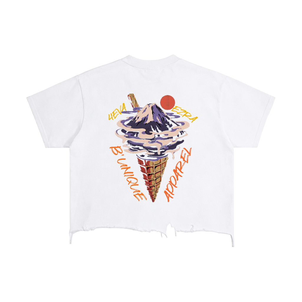 Vintage Distressed 4EVA EZRA UNIQUE ICE CREAM Hem T-Shirt