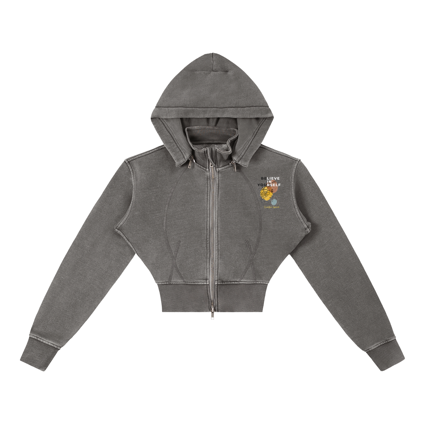 Women's Vintage Washed BELIEVE Cropped Fleece Hoodie