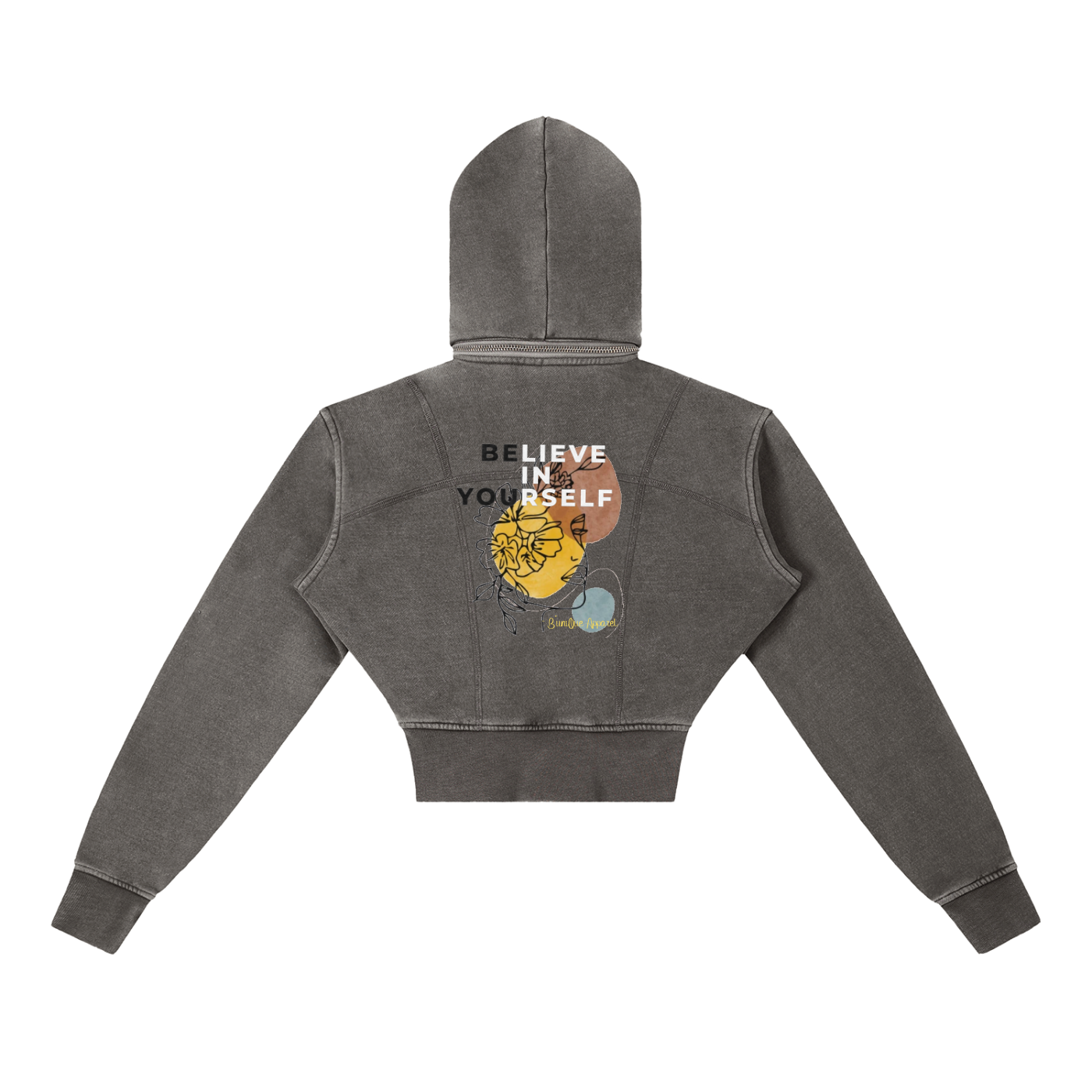 Women's Vintage Washed BELIEVE Cropped Fleece Hoodie