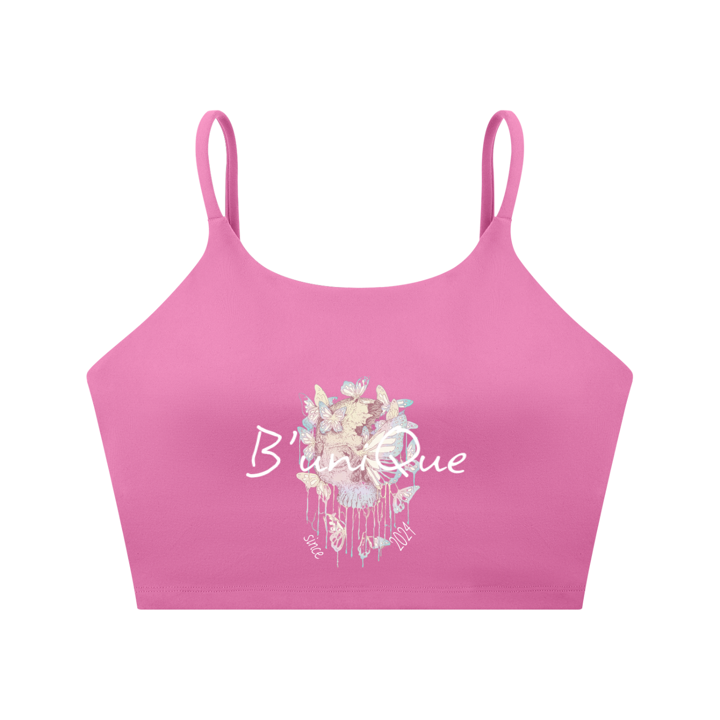 Women's Spaghetti Strap  UniQue Butterfly Skullhead Yoga Sports Bra
