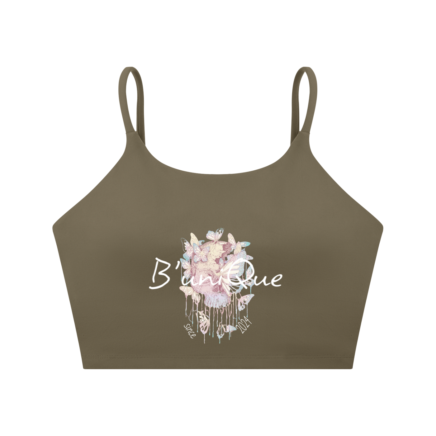 Women's Spaghetti Strap  UniQue Butterfly Skullhead Yoga Sports Bra