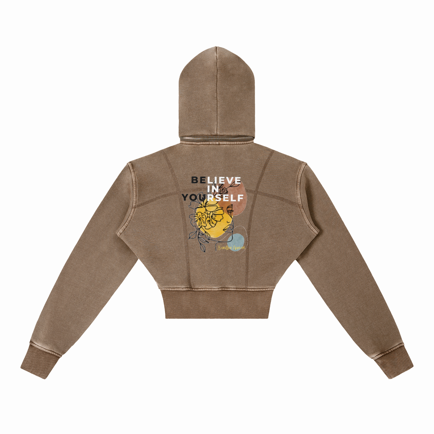Women's Vintage Washed BELIEVE Cropped Fleece Hoodie