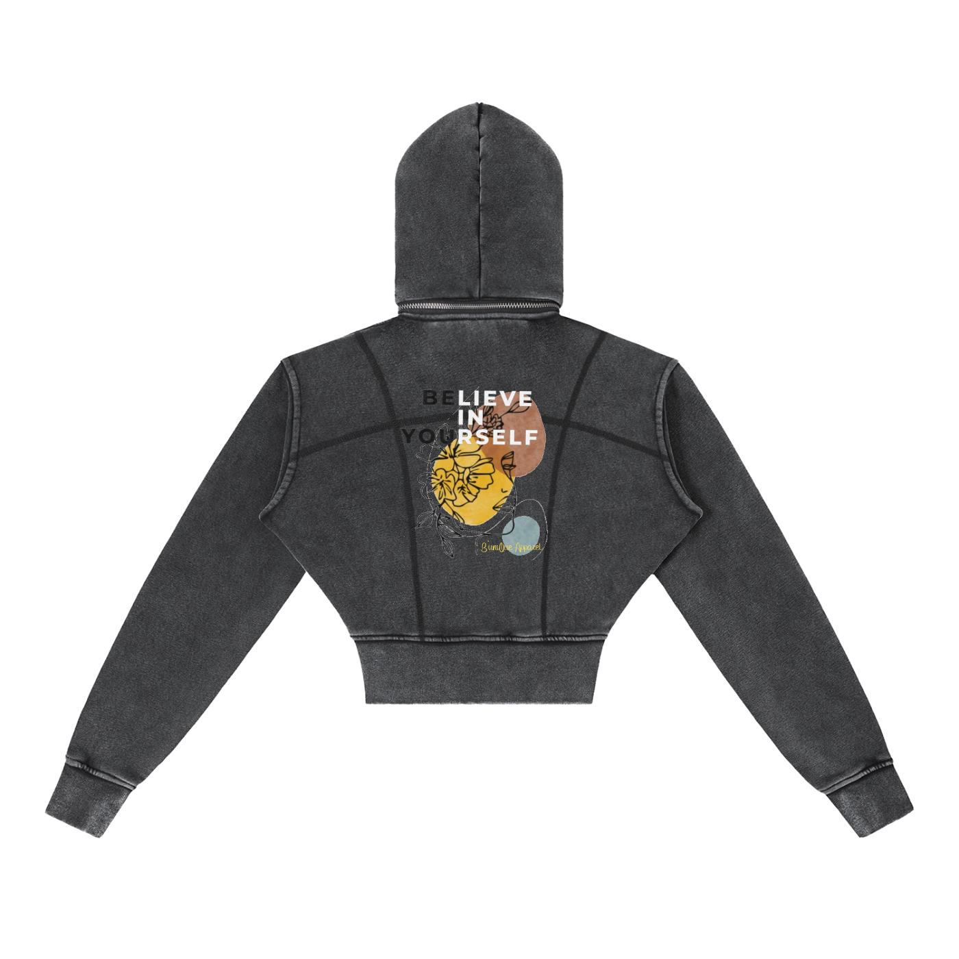 Women's Vintage Washed BELIEVE Cropped Fleece Hoodie
