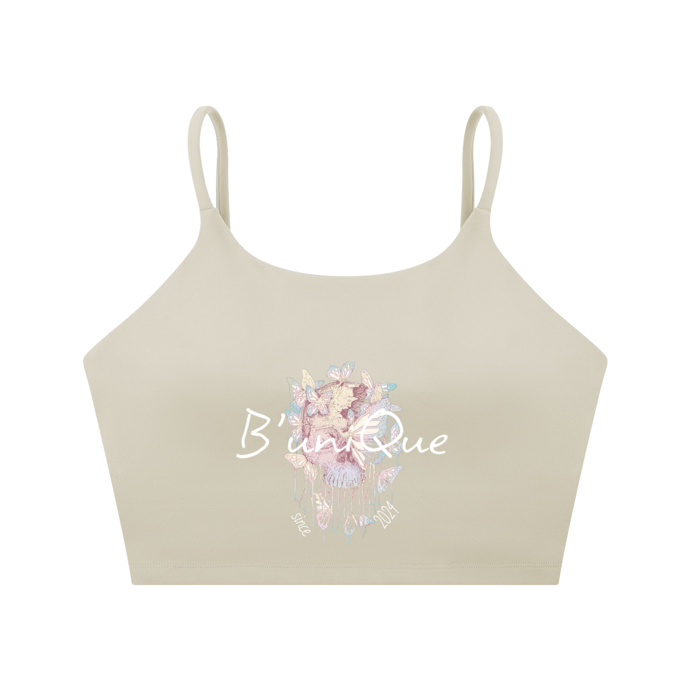 Women's Spaghetti Strap  UniQue Butterfly Skullhead Yoga Sports Bra