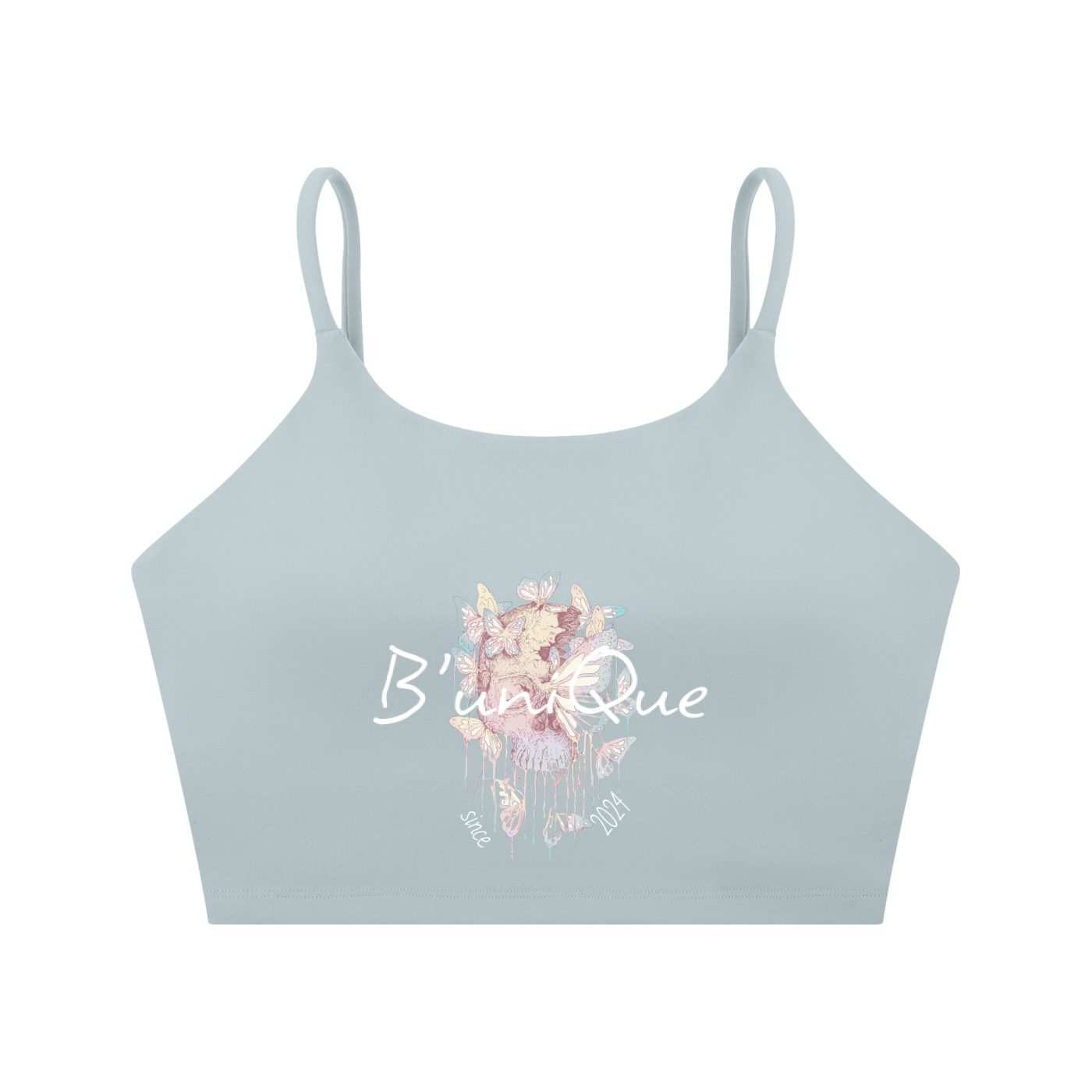 Women's Spaghetti Strap  UniQue Butterfly Skullhead Yoga Sports Bra