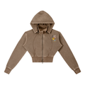 Women's Vintage Washed BELIEVE Cropped Fleece Hoodie