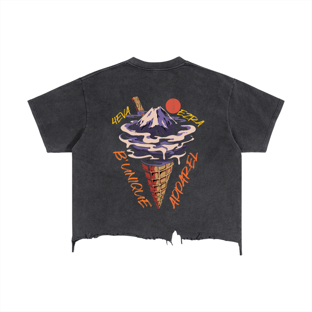 Vintage Distressed 4EVA EZRA UNIQUE ICE CREAM Hem T-Shirt