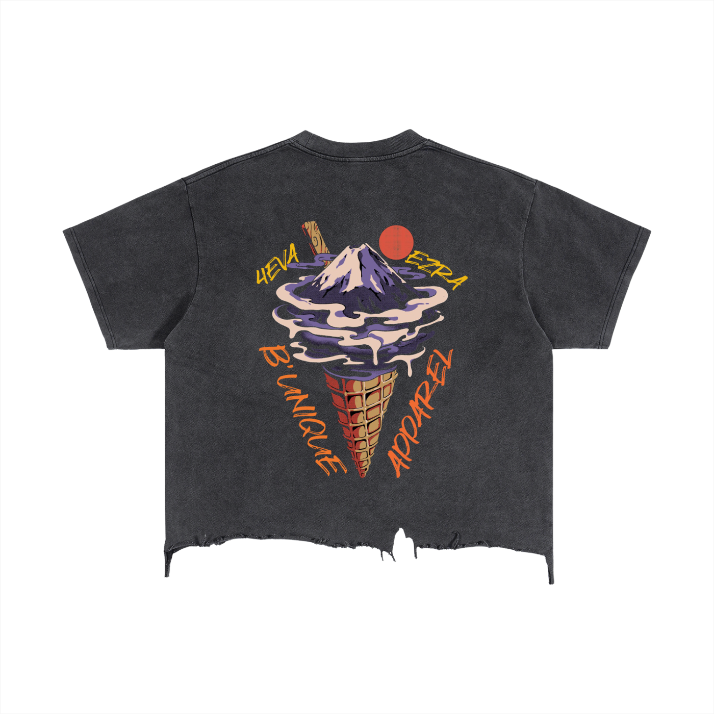 Vintage Distressed 4EVA EZRA UNIQUE ICE CREAM Hem T-Shirt